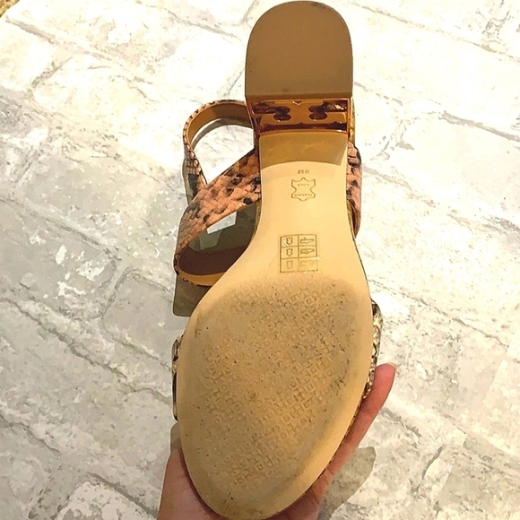 Tory Burch sling back heels Tory Burch Sandals Snake Print Leather gigi heels - Picture 8 of 11
